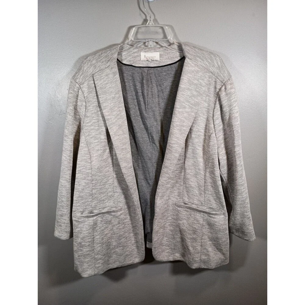 Skies Are Blue Blazer Cardigan Sweater Women Size 2X Open Front Pockets Gray